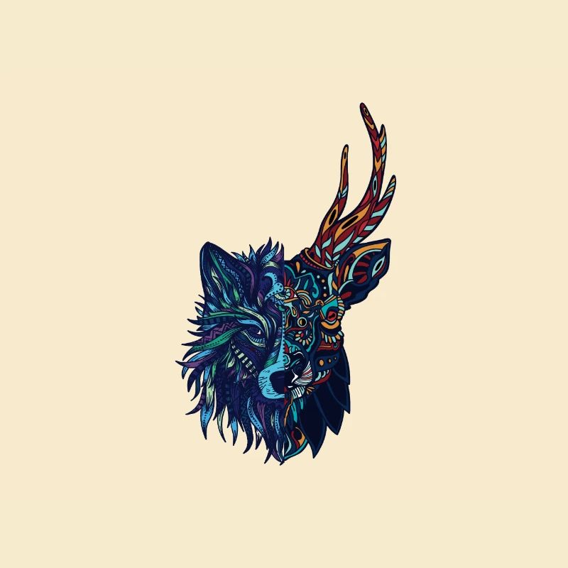 Wolf und Hirsch