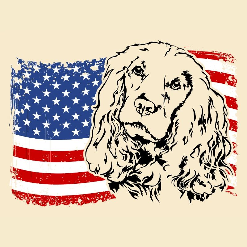 Cocker Spaniel Amerika Fahne Hunde Wilsigns
