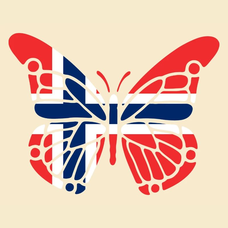 Papillon avec drapeau de la Norvège