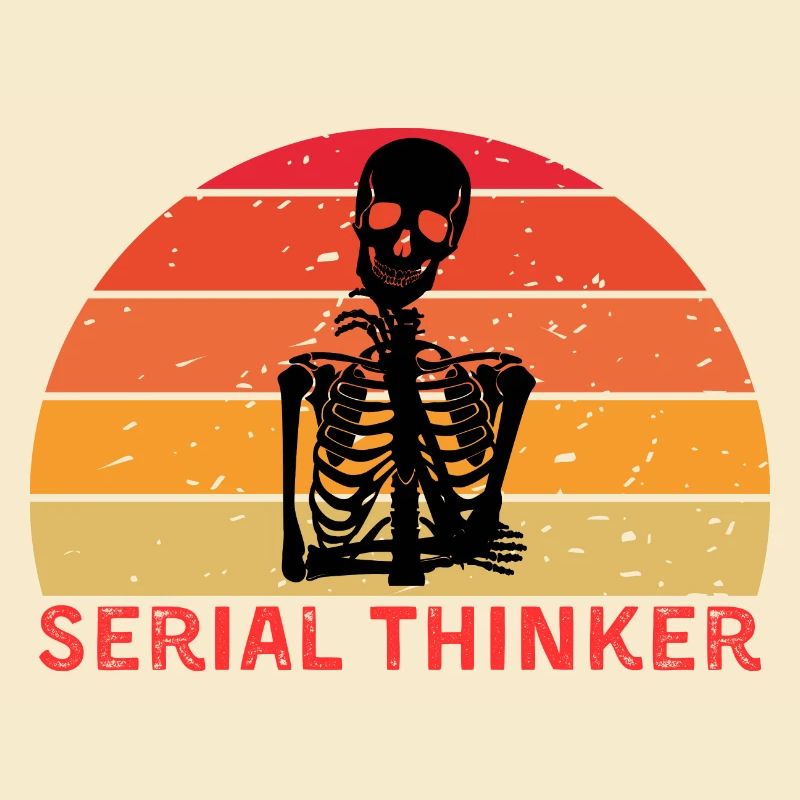 Serial Thinker Skeleton Thinking Retro Sunset
