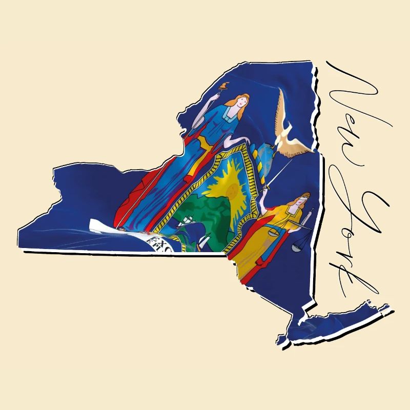 New York (États-Unis) | Drapeau réel | Flag Map Script