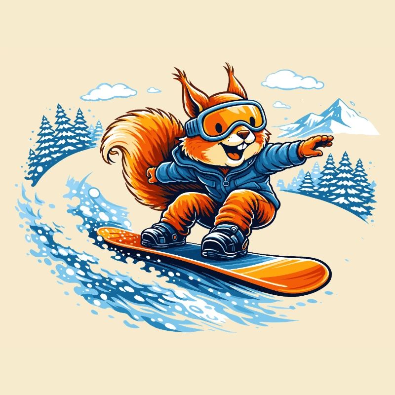 Lustiges Snowboard Eichhörnchen – Winter Fun