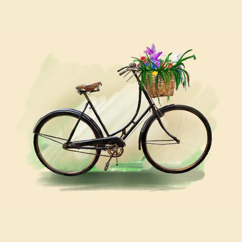Blumenfahrrad mit Korb