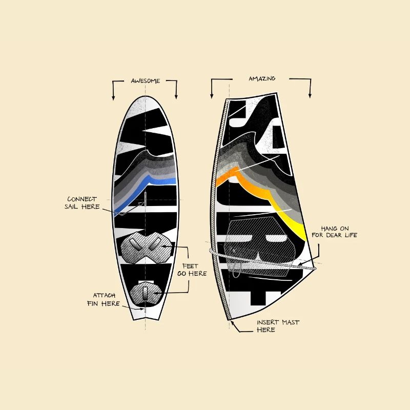 Cool Planche et Voile de Windsurf Vagues Soleil
