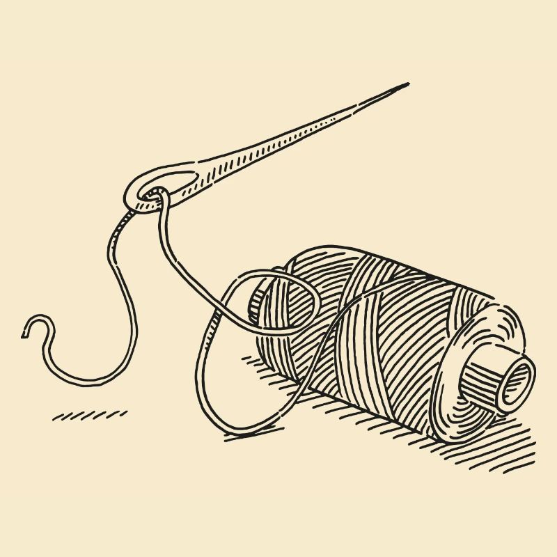 Yarn Roll Needle And Thread Symbol Drawing