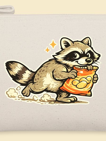 Waschbär mit Snackbeutel Cartoon