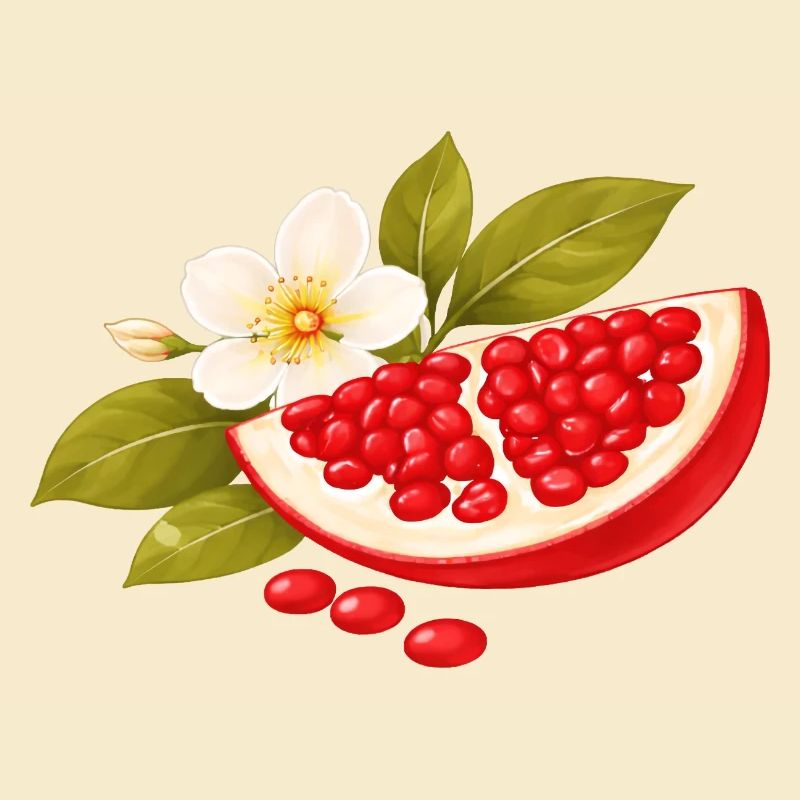 Illustration de grenade avec fleurs – Botanique