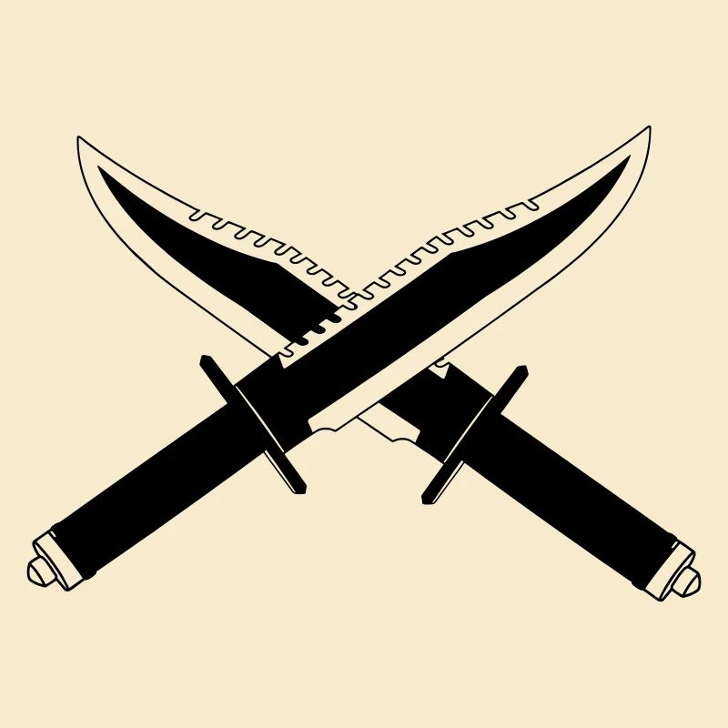 Two knives crossed standing