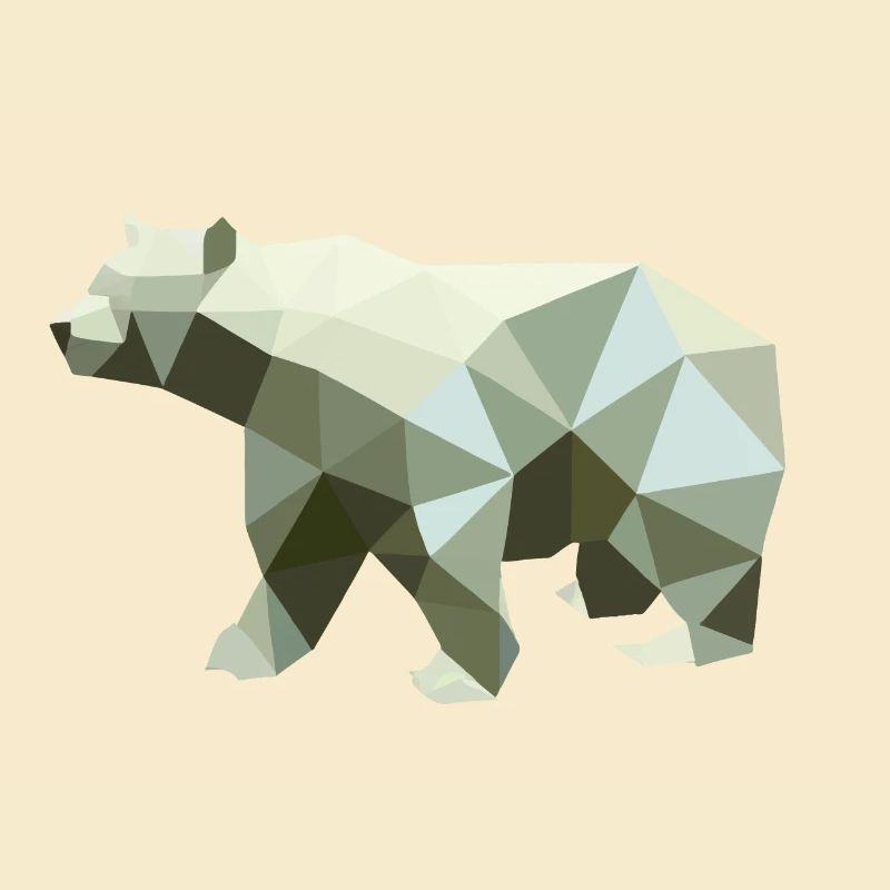 Bear, Polygon, Angular, Hiking, Trees, Animal, Mountains, Nature
