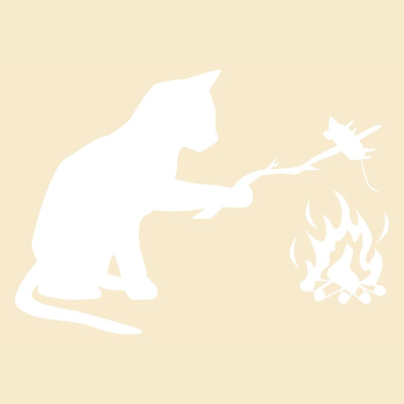 Chat au barbecue, camping, BBQ