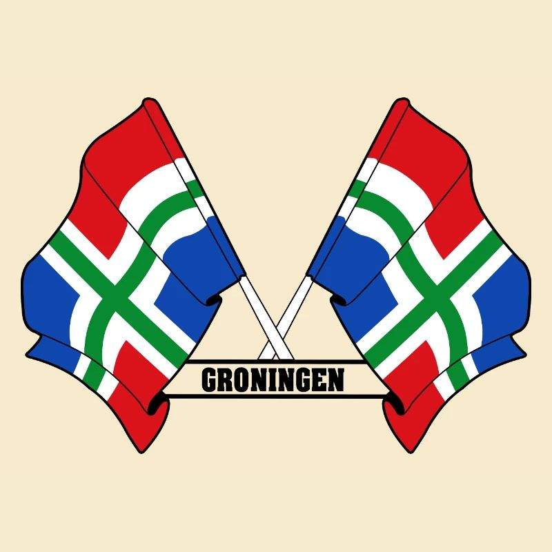 Deux drapeaux texte GRONINGEN