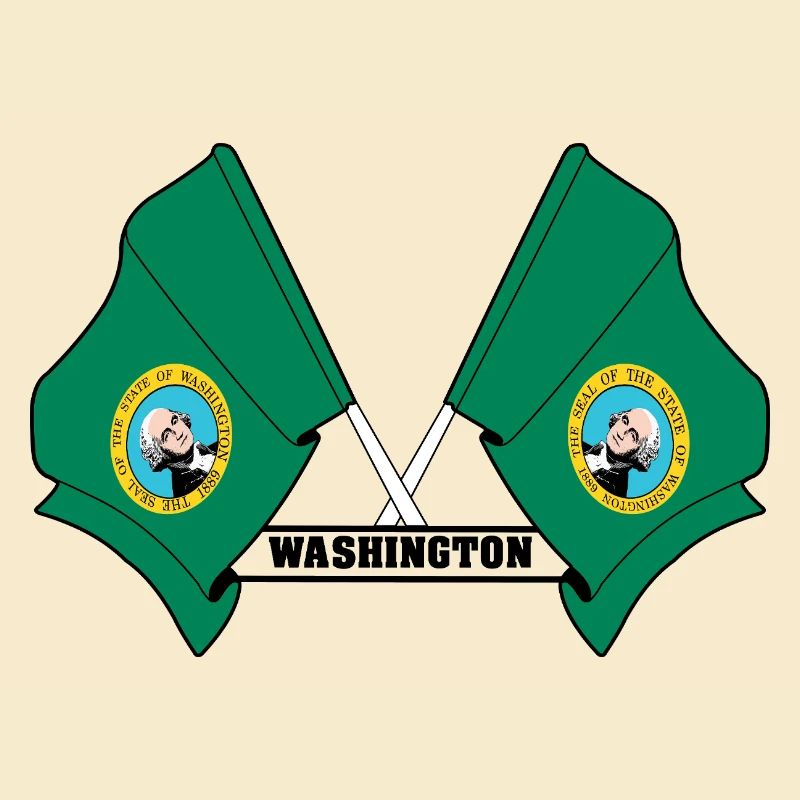 Deux drapeaux texte WASHINGTON