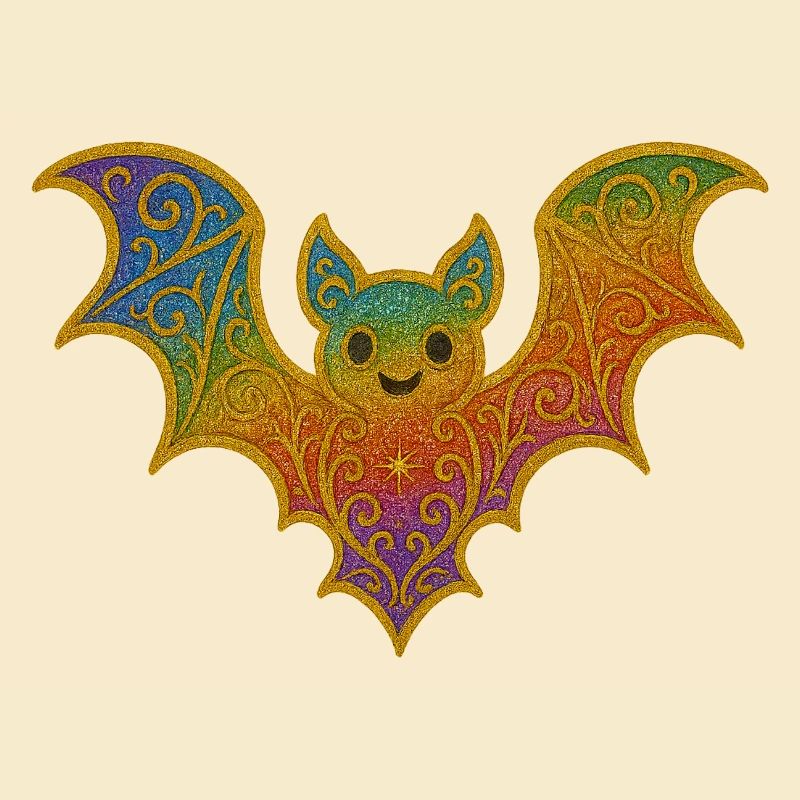 Regenbogenfledermaus mit Glitterrand