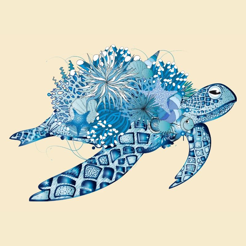 tortue bleue imaginative avec des coraux