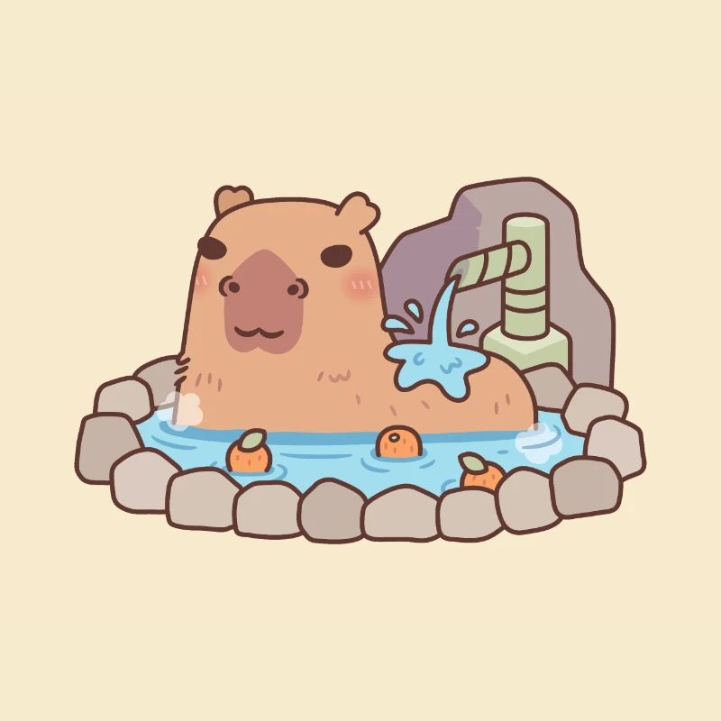 Mignon Capybara Chilling dans Hot Spring Onsen
