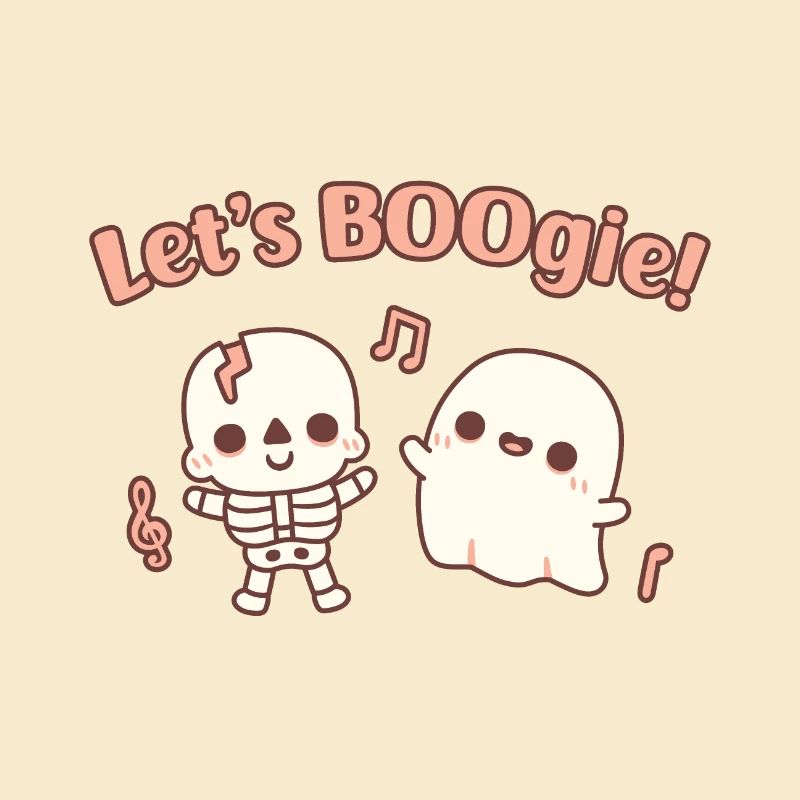 Cute Dancing Skeleton And Ghost Lets Boogie Funny