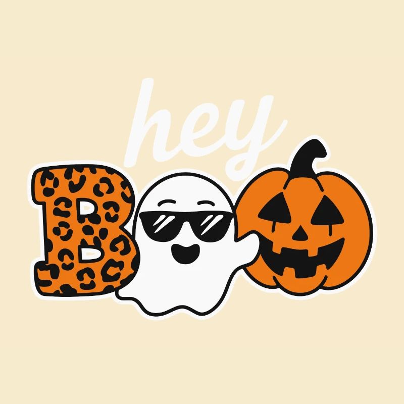 Hey Boo Halloween Leopard Ghost