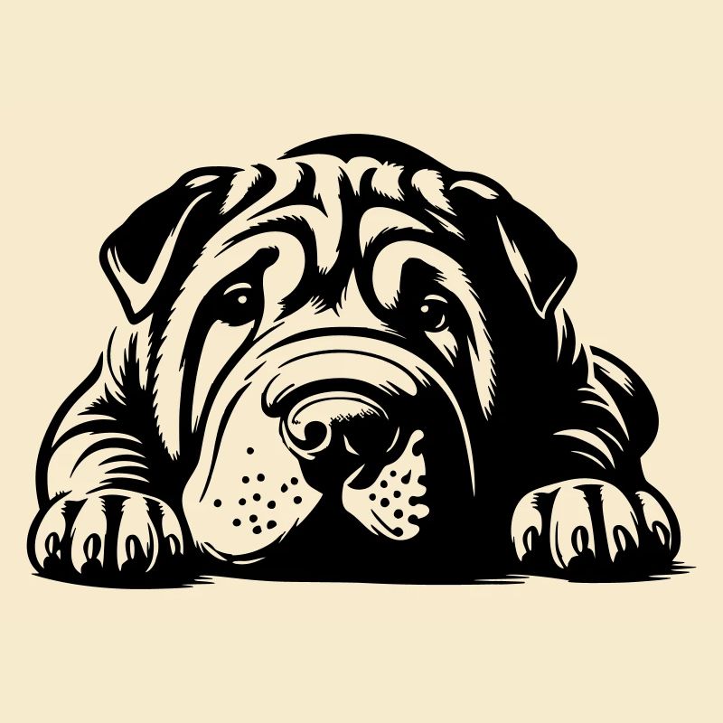 Shar Pei Kopf mit Pfoten