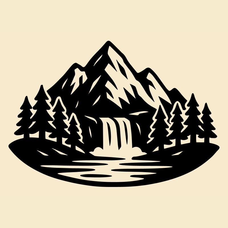 Berge Landschaft Wald Wasserfall