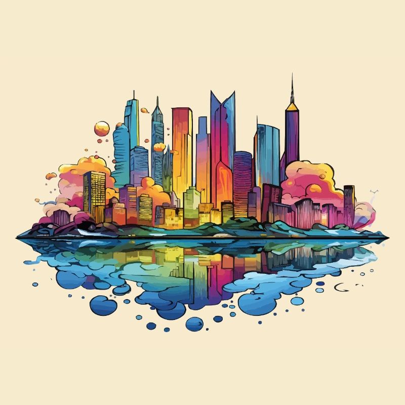Bunte Skyline Reflektion