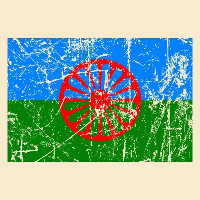 drapeau du peuple romani ou styago le romengo