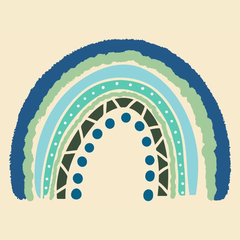 Bleu Arc-en-ciel vert avec des points