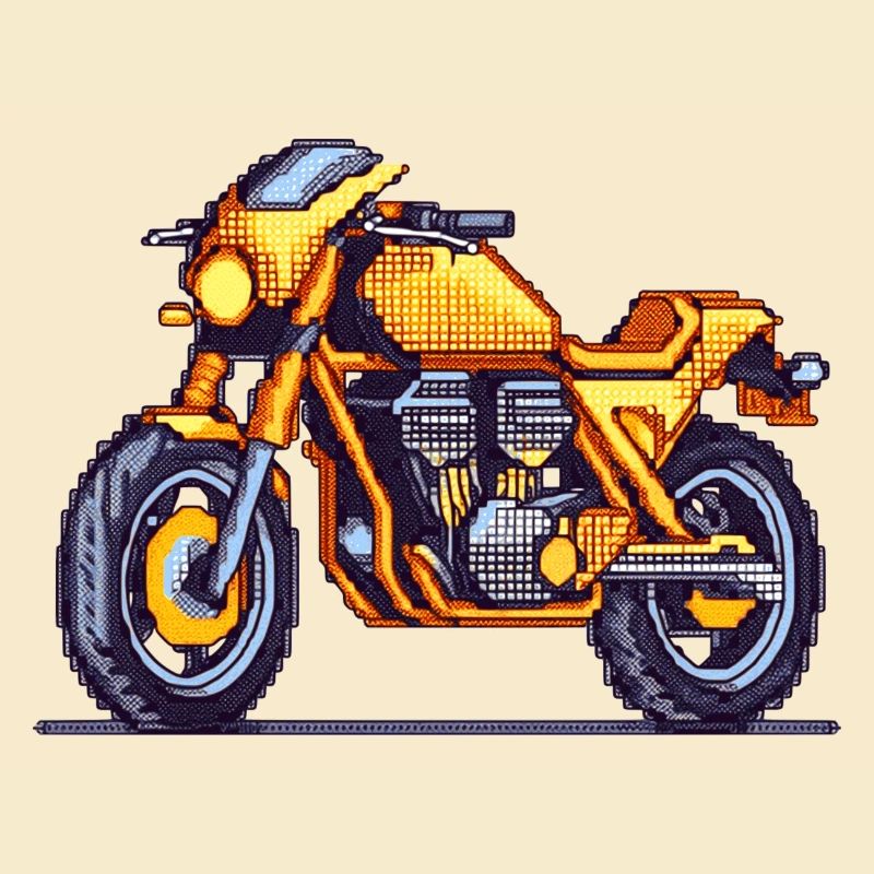 16-bit retro motorcycle in vintage pixel look