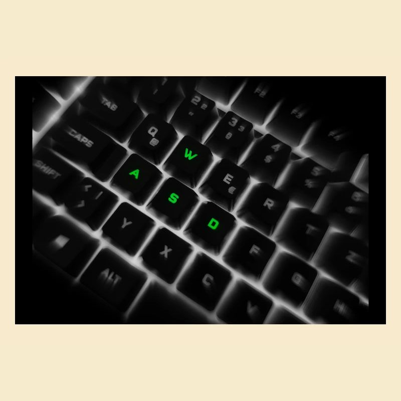 Impression d’art sur le clavier néon WASD