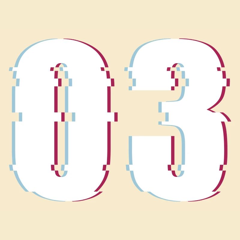 Three 3 Three 03 Number Effect Distorted Number