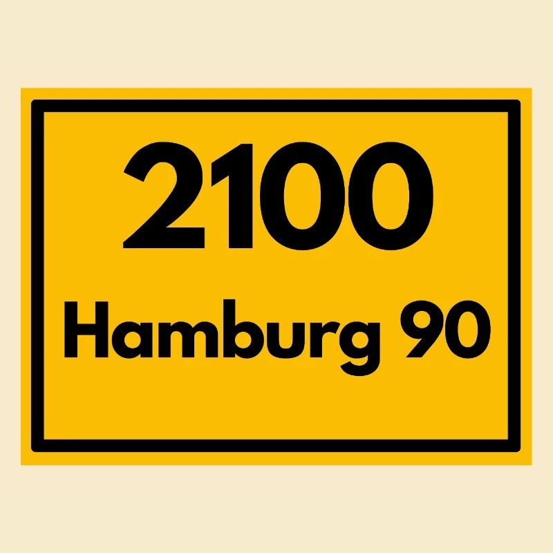 Place sign - then retro old zip code 2100 HAMBURG 90