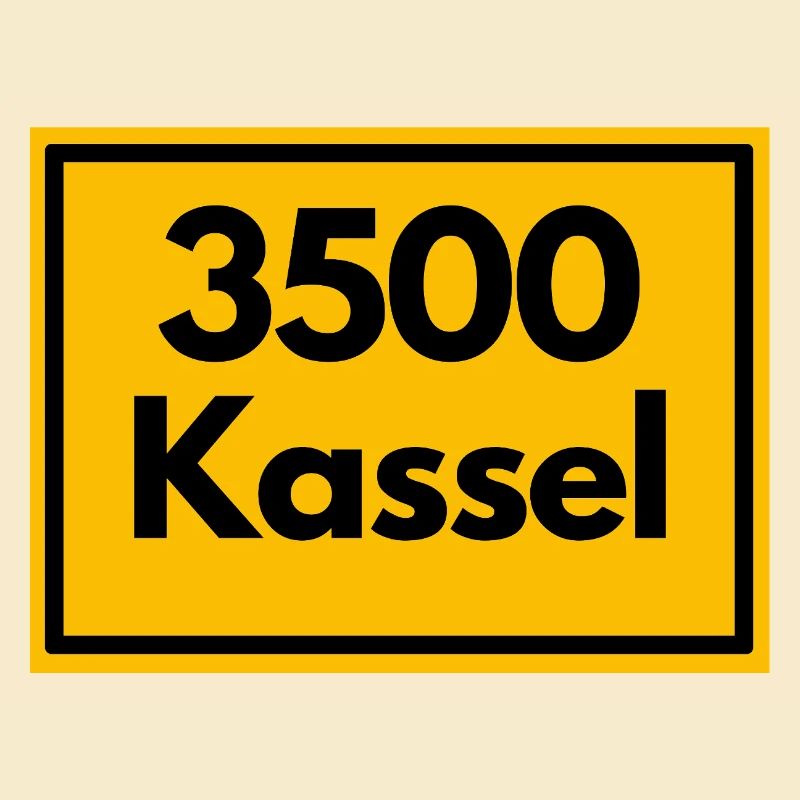 Place sign - then retro old zip code 3500 KASSEL