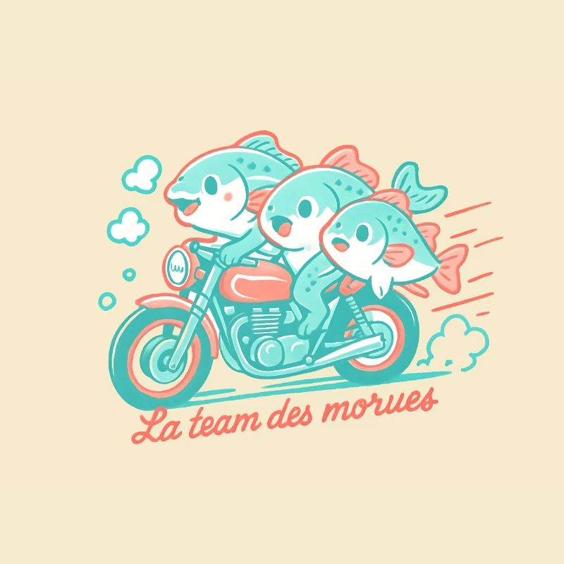 Turquoise cod on a motorcycle