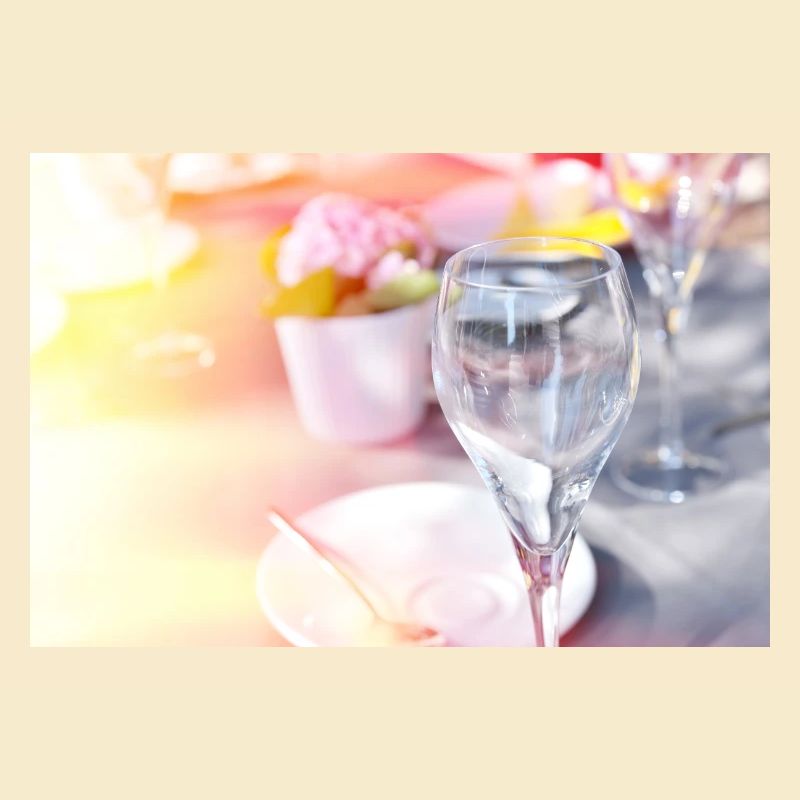 Sunlit Glassware on wedding table