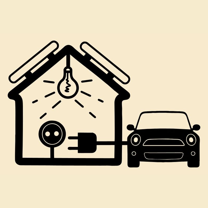 Haus mit Sonnenkollektoren Auto