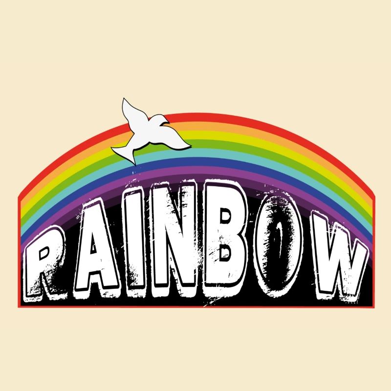 RAINBOW lettering with pigeon