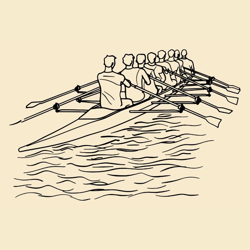 Rudermannschaft Line Art
