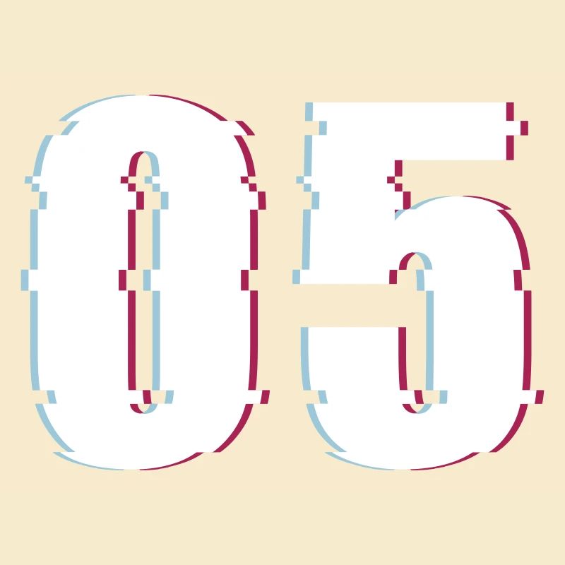 Five 5 Five 05 Number Effect Distorted Number