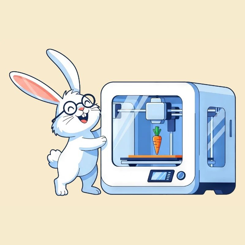 Lustiges Kaninchen Nerd Programmierer 3D Drucker