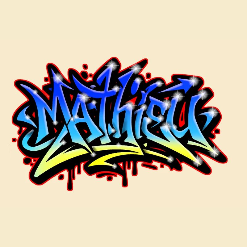 Mathieu Graffiti Druckbar Blau Gelb