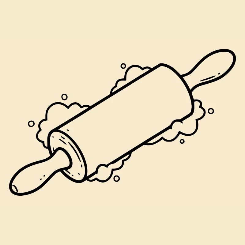 Rolling Pin Baking Roll Flour Outline
