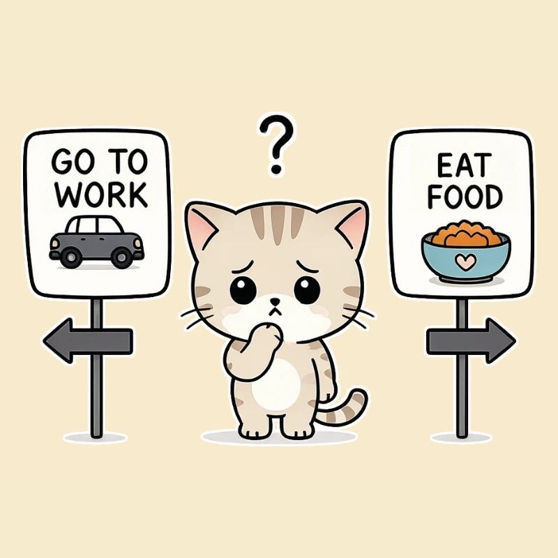 Katzendilemma: Arbeit oder Mahlzeit
