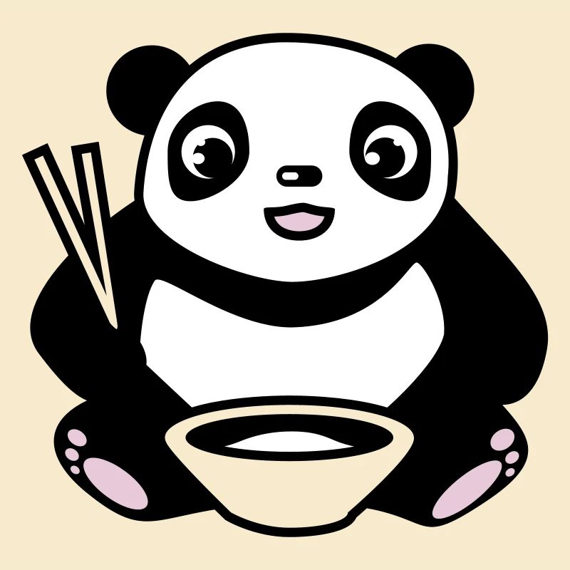 Bébé Panda à manger du riz avec des baguettes