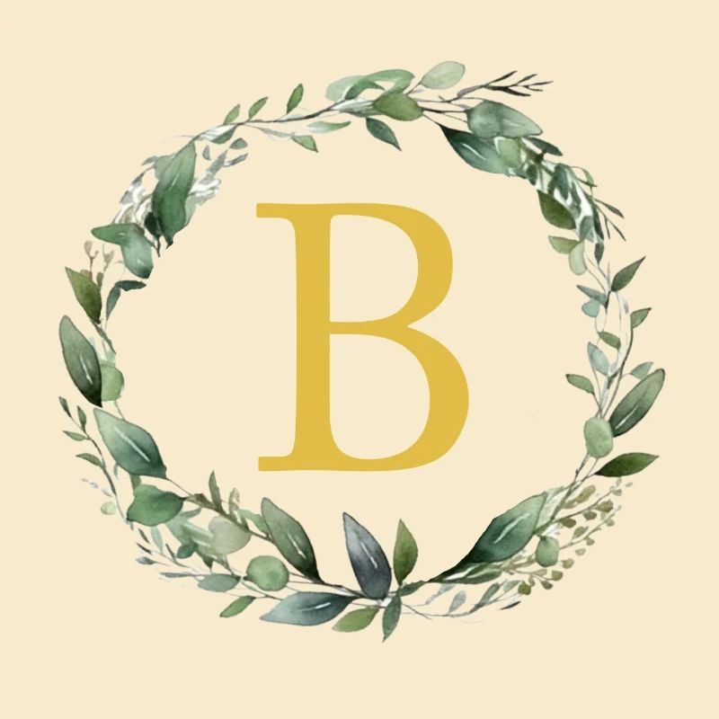 B Monogram, Eucalyptus Wreath