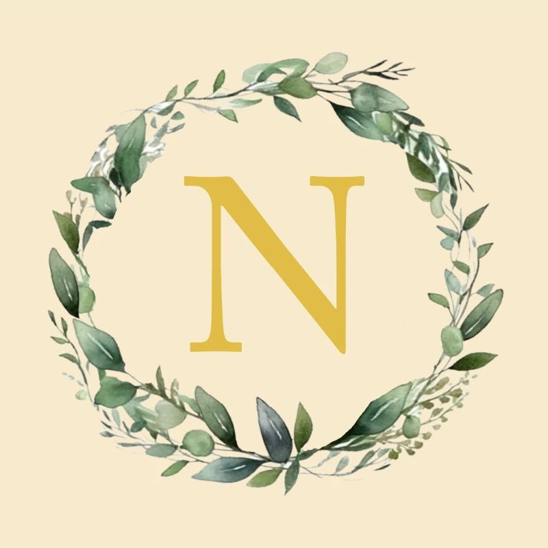 N Monogramm, Eukalyptus-Kranz