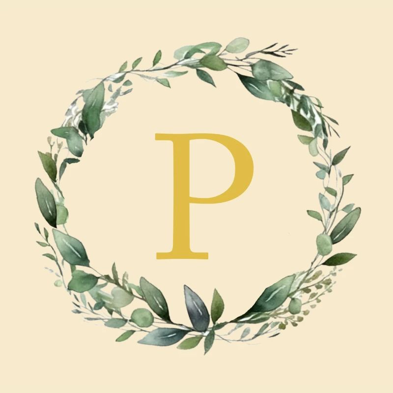 P Monogramm, Eukalyptus-Kranz