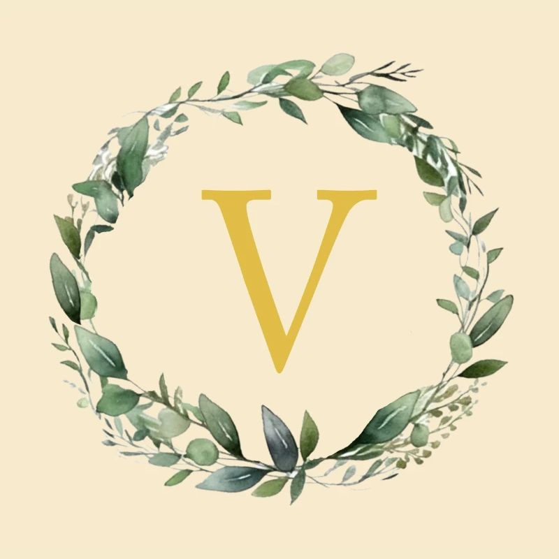 V Monogramm, Eukalyptus-Kranz