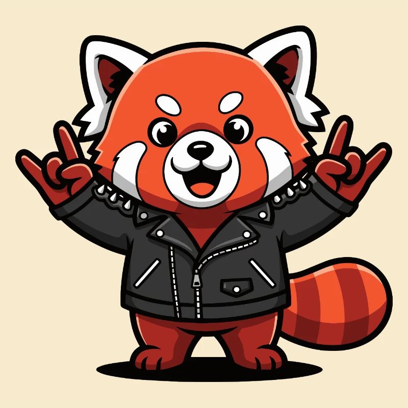 Red Panda in Leather Jacket
