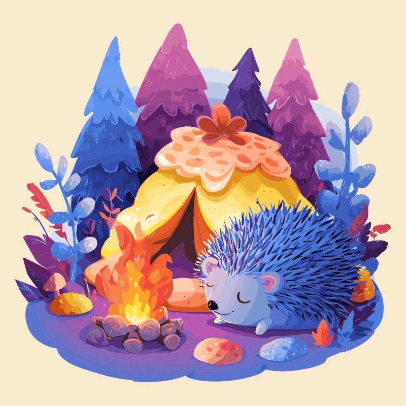 Schlafender Igel am Lagerfeuer