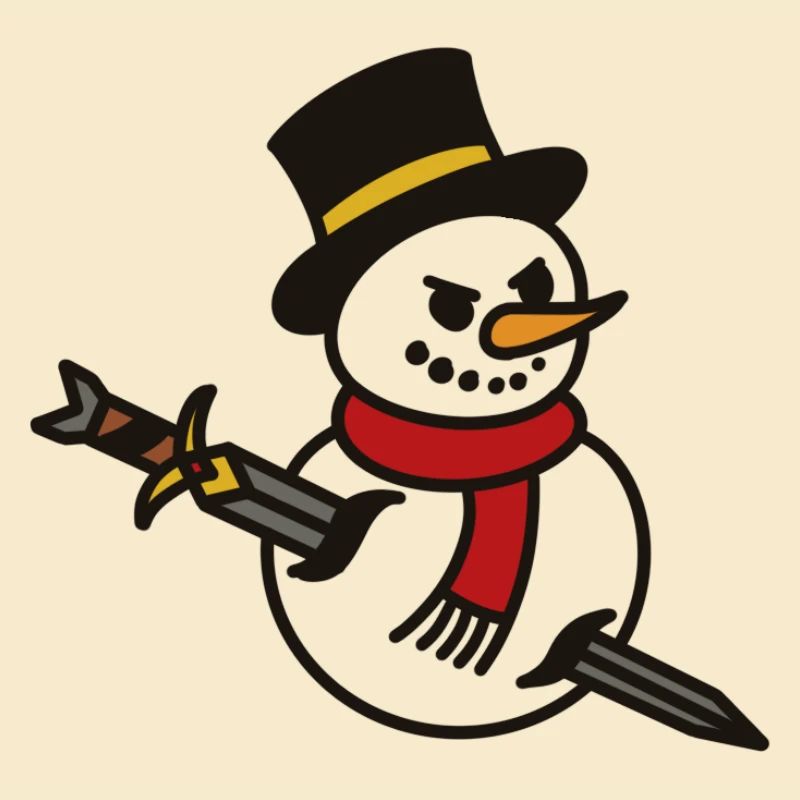 Aggressiver Schneemann mit Messer