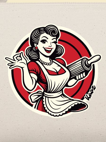 Retro-Diner-Kellnerin mit Nudelholz